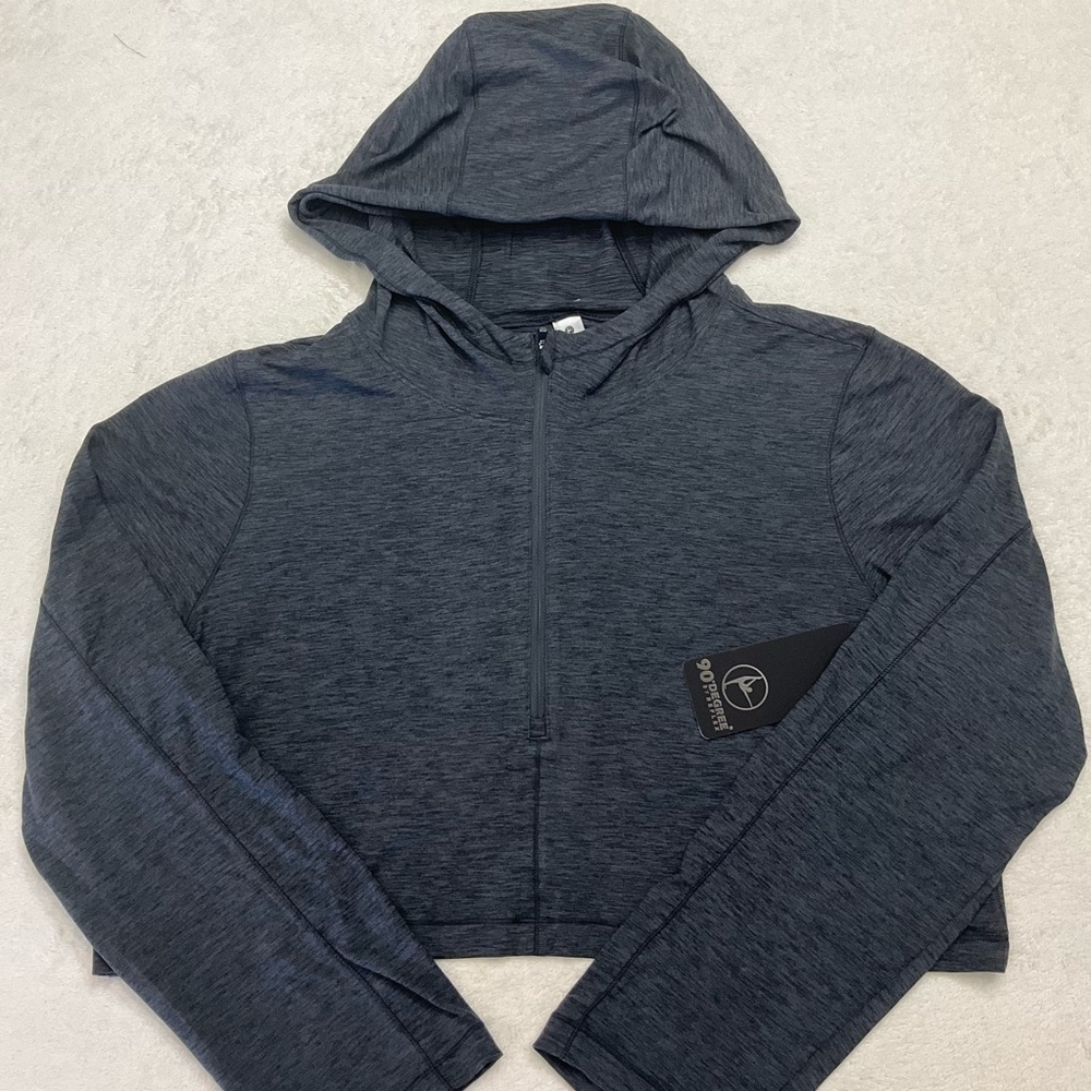 NWT 90 DEGREE By Reflex Gray Long Sleeve Full Zip Cropped Jacket XL | HZW91587